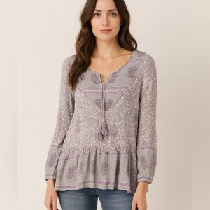 Calypso St. Barth Floral Peasant Blouse XS Boho 100% Cotton